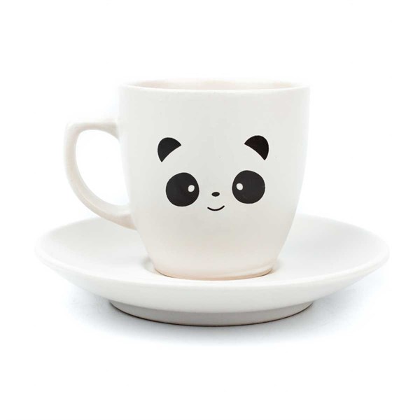 Sevimli Panda Krem Türk Kahvesi Fincanı